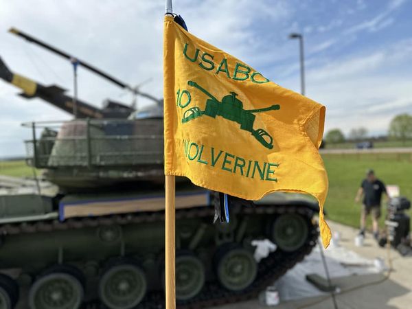 Refreshing paint on A4 at WI Veterans Memorial on HWY 12 Sauk Prairie