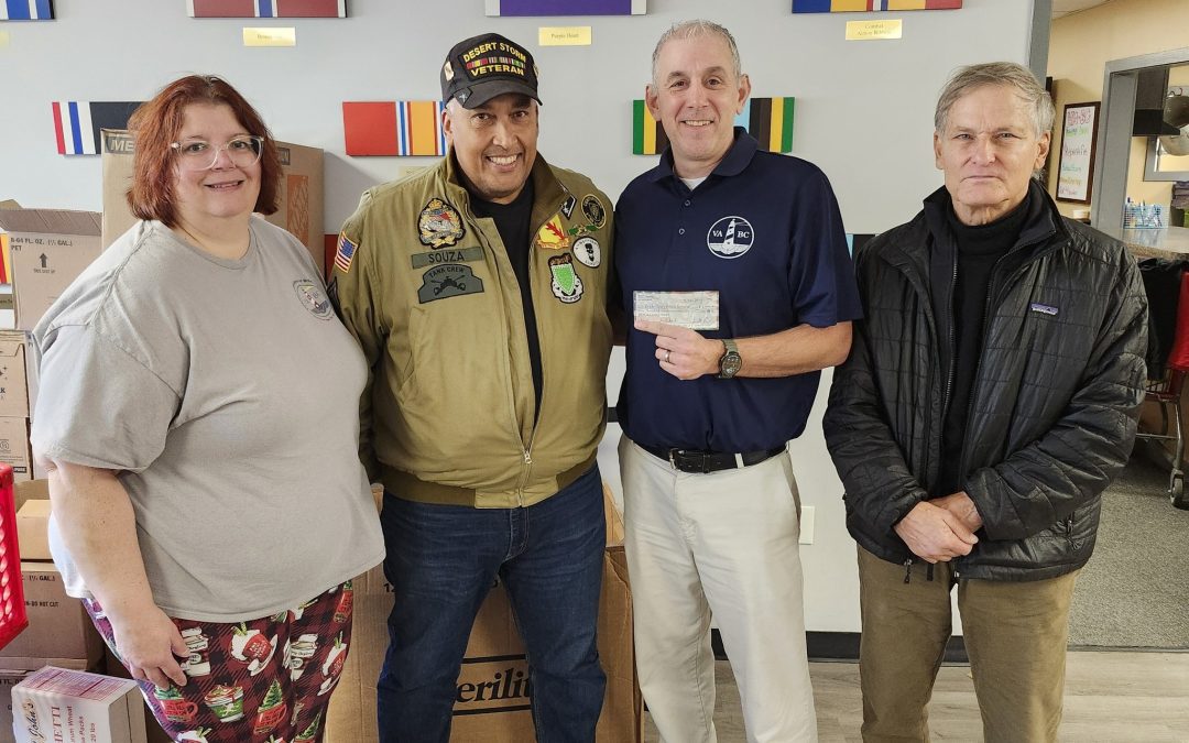 Donation from Abrams company, Burt’s Knights, Fourth Battalion, USABOT to Veterans Association of Bristol County